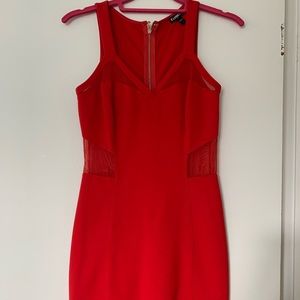 Express red size 2 body con back zip dress